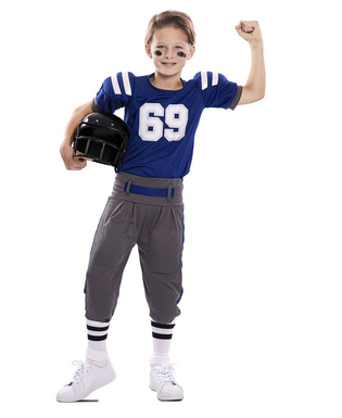  Costume da giocatore di football blu e grigio per bambino, fig. 1 