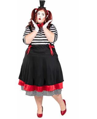  Mime Kostüm für Damen schwarz-rot-weiß, fig. 4 