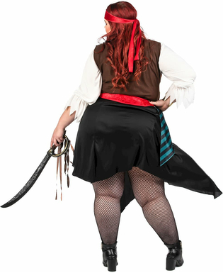  Déguisement pirate rayé bleu et noir grande taille femme, fig. 4 