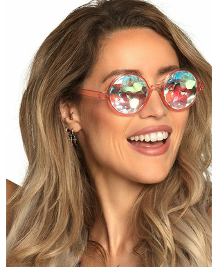  Hippiebrille Accessoire für Erwachsene 60er-Jahre-Zubehör rosa, fig. 4 