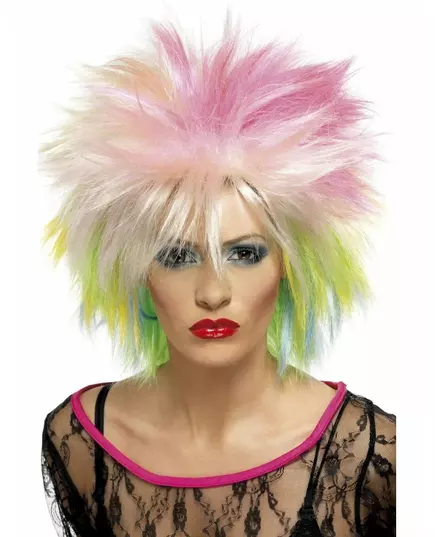 Parrucca punk corta multicolore da donna