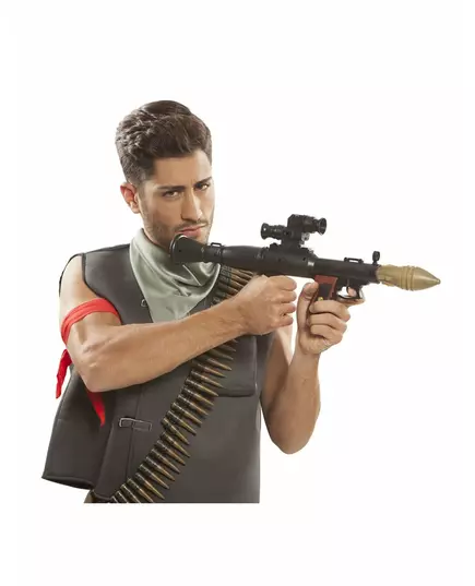 Granatwerfer-Spielzeugwaffe Kostüm-Zubehör für Fasching schwarz-gold 51cm