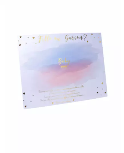 Jungen- oder Mädchen-Spieltafel mit rosa und blauen Stickern 56 x 43 cm für Gender-Reveal-Party