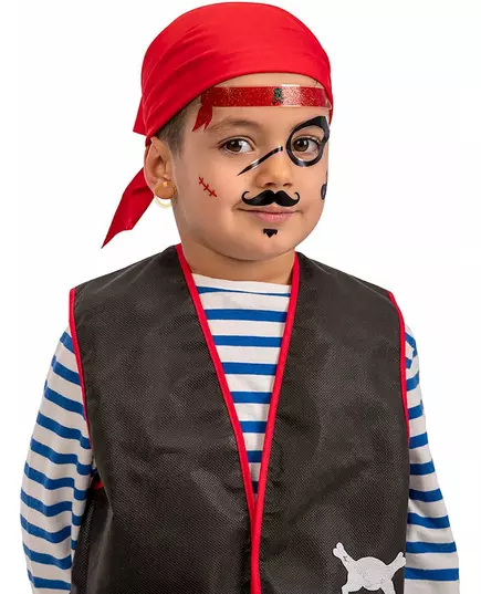 Wilde Piraten-Klebetattoos für Kinder Fasching schwarz-rot