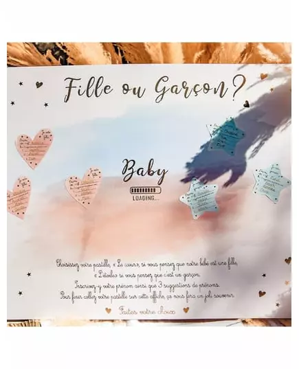 Jungen- oder Mädchen-Spieltafel mit rosa und blauen Stickern 56 x 43 cm für Gender-Reveal-Party, image 2