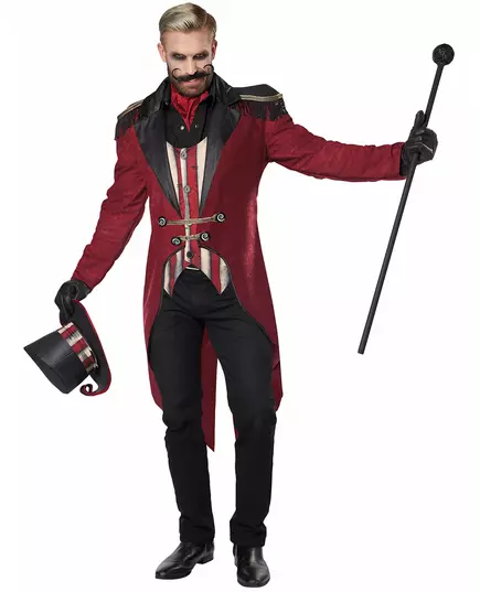 Schauriger Dompteur Herrenkostüm für Halloween Hutmacher rot-schwarz-gold, Größe: Large, image 2