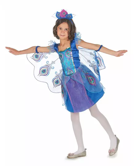 Pfauen-Fee Kinderkostüm für Mädchen blau-lila-gold, Größe: 10-12 Jahre (130-140 cm), image 2