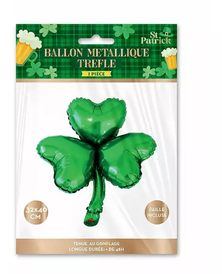 St. Patrick's Day 40cm Clover Metallic Balloon, image 2