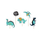  5 Cake toppers en carton dinosaures bleus 10,5 - 20 cm, fig. 1 