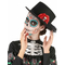  Chapeau haut de forme noir tête de mort fleur rouge Dia de los muertos adulte, fig. 1 