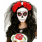  Coiffe fleurs rouges avec tête de mort femme Dia de los muertos, fig. 1 
