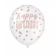Gepunktete Geburtstags-Latexballons 6 Stück weiß-rosa 30 cm