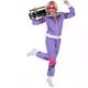 80er-Jahre Trainingsanzug für Damen lila-pink-weiss, Größe: Small