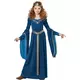 Edles Mittelalter-Prinzessin Karnevalskostüm für Mädchen blau-gold, Größe: 10-12 Jahre (148 cm)